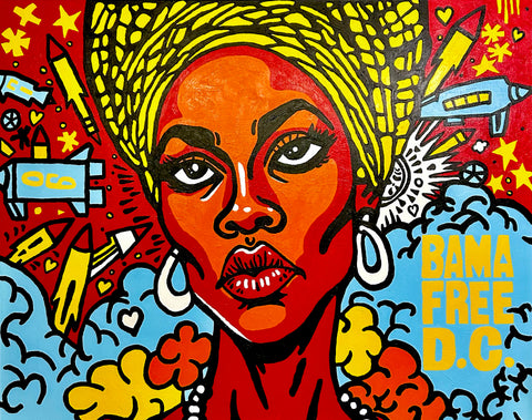 Bama Free D.C. No.1 - Original Acrylic Painting on Canvas 60x48 by J-Bone - Heavyweight Art